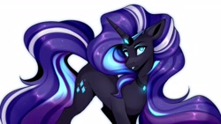 Size: 1920x1080 | Tagged: safe, artist:buvanybu, character:nightmare rarity, character:rarity, species:pony, species:unicorn, g4, simple background, solo, white background