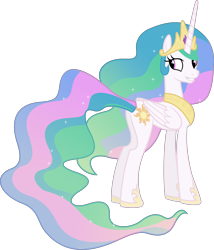 Size: 5190x6050 | Tagged: safe, artist:90sigma, character:princess celestia, species:pony, g4, absurd resolution, digital art, female, grin, looking back, mare, simple background, smiling, solo, transparent background, vector