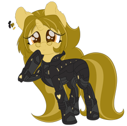 Size: 3984x3948 | Tagged: safe, artist:beigedraws, oc, oc only, oc:beige, species:pony, species:unicorn, elite dangerous, eyelashes, female, glasses, hoof on chin, hooves, horn, looking at you, mare, remlok suit, simple background, smiling, solo, transparent background