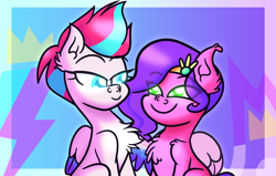 Size: 4800x3060 | Tagged: safe, artist:iceflower99, character:pipp petals, character:zipp storm, species:pegasus, species:pony, g5, my little pony: a new generation, chest fluff, circlet, colored pupils, cutie mark, ear fluff, eye clipping through hair, eyebrows, eyebrows visible through hair, female, hug, jewelry, looking at each other, looking at someone, mare, pipp wings, siblings, sisters, three quarter view, tiara, video at source, video in description, winghug, wings