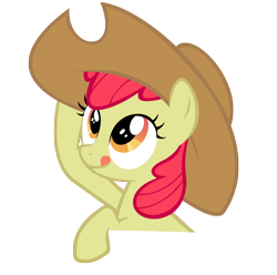 Size: 4550x4511 | Tagged: safe, artist:geonine, character:apple bloom, species:earth pony, species:pony, g4, adorabloom, apple family member, clothing, cute, digital art, female, filly, foal, hat, licking, licking lips, simple background, solo, three quarter view, tongue out, transparent background, vector, young