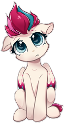 Size: 976x1821 | Tagged: safe, artist:eris azure, derpibooru original, character:zipp storm, species:pegasus, species:pony, g5, adorazipp, blushing, colored eyebrows, colored pupils, colored wings, confused, cute, eyebrows, female, floppy ears, mare, multicolored wings, simple background, sitting, solo, transparent background, wings