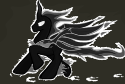 Size: 1166x788 | Tagged: safe, artist:sallycars, character:pony of shadows, g4, 2017, digital art, gray background, grayscale, monochrome, ms paint, profile, raised hoof, shadow pony, simple background, solo