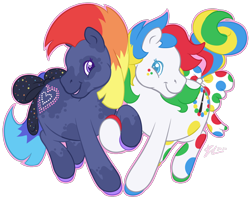 Size: 1280x1017 | Tagged: safe, artist:lurkernet, g3, alternate cutie mark, bow, cute, cutie mark, dappled, fanart, freckles, funko, multicolored hair, peggy mane, right hoof red, tail bow, transparent background