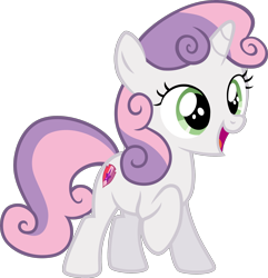 Size: 2108x2191 | Tagged: dead source, safe, artist:sirwarluscake, character:sweetie belle, species:pony, species:unicorn, g4, backwards cutie mark, cute, cutie mark, diasweetes, digital art, female, filly, foal, high res, open mouth, open smile, raised hoof, simple background, smiling, solo, the cmc's cutie marks, three quarter view, transparent background, vector, young