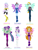 Size: 1024x1353 | Tagged: safe, artist:prettycelestia, character:adagio dazzle, character:aria blaze, character:diamond tiara, character:lightning dust, character:suri polomare, character:trixie, species:eqg human, equestria girls:rainbow rocks, g4, my little pony: equestria girls, my little pony:equestria girls, element of betrayal, element of cruelty, element of deceit, element of greed, element of magic, element of negativity, elements of disharmony