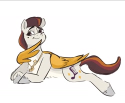 Size: 1997x1643 | Tagged: safe, artist:mayugraffiti, character:rocky riff, species:pegasus, species:pony, g5, colored eyebrows, colored hooves, colored wings, cute, eyebrows, hooves, jewelry, lying down, male, necklace, prone, simple background, solo, stallion, unshorn fetlocks, white background, wings