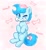 Size: 3192x3465 | Tagged: safe, artist:confetticakez, oc, oc only, oc:blue chewings, species:earth pony, species:pony, behaving like a dog, birthday gift, bone, cute, eyebrows, eyebrows visible through hair, heart, heart eyes, high res, holding, hooves, hooves to the chest, male, mouth hold, multicolored hair, ocbetes, one eye closed, outline, pink background, simple background, sitting, solo, wingding eyes, wink