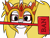 Size: 661x496 | Tagged: safe, artist:mr.naza, character:daybreaker, character:princess celestia, species:alicorn, species:pony, g4, banhammer, cute, diabreaker, eyebrows, fangs, female, fire, glasses, helmet, holding, horn, looking at you, mane of fire, mouth hold, sharp teeth