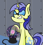 Size: 1920x1980 | Tagged: safe, artist:dinkyuniverse, character:electric sky, species:pony, species:unicorn, newbie artist training grounds, g4, atg 2021, cute, female, goggles, mare, plasma ball, smiling, solo