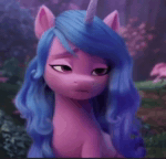 Size: 640x616 | Tagged: safe, edit, edited screencap, editor:preservedplumbo, screencap, character:izzy moonbow, species:pony, species:unicorn, g5, my little pony: a new generation, alternate hair color, alternate hairstyle, animated, black eyeshadow, black mane, choker, clothing, eyeliner, eyeshadow, female, goth, goth izzy, gradient mane, jewelry, lidded eyes, lipstick, makeup, mare, multicolored hair, necklace, no sound, solo, speedpaint, webm
