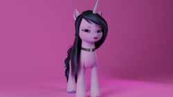 Size: 1920x1080 | Tagged: artist needed, safe, character:izzy moonbow, species:pony, species:unicorn, g5, 3d, 3d model, alternate hair color, alternate hairstyle, black mane, choker, eyebrows, eyeliner, female, goth, goth izzy, gradient mane, jewelry, lipstick, makeup, mare, multicolored hair, necklace, solo, unshorn fetlocks, wallpaper