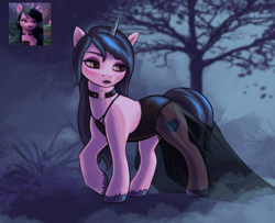 Size: 1476x1200 | Tagged: safe, alternate version, artist:escapist, artist:skitsroom, edit, edited screencap, screencap, character:izzy moonbow, species:pony, species:unicorn, g5, my little pony: a new generation, female, goth, goth izzy, gradient mane, mare, multicolored hair, screencap reference, solo