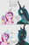 Size: 1643x2501 | Tagged: safe, artist:icey, character:princess cadance, character:queen chrysalis, species:alicorn, species:changeling, species:pony, g4, blushing, changeling queen, comic, dialogue, dreamworks face, duo, duo female, eyebrows, eyebrows visible through hair, feather, female, frown, glowing, glowing horn, gray background, high res, horn, i can explain, jar, lidded eyes, magic, magic aura, mare, open mouth, open smile, profile, signature, simple background, smiling, speech bubble, telekinesis, text, three quarter view