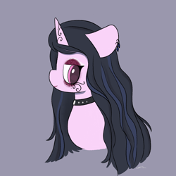 Size: 2048x2048 | Tagged: safe, artist:limitmj, character:izzy moonbow, species:pony, species:unicorn, g5, choker, ear piercing, earring, goth, goth izzy, gradient hair, jewelry, multicolored hair, necklace, piercing, simple background, solo
