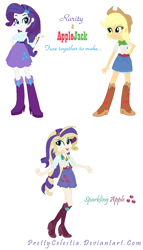 Size: 694x1212 | Tagged: safe, artist:prettycelestia, character:applejack, character:rarity, species:eqg human, g4, character:sprakling apple, fusion, offspring