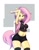 Size: 2768x3560 | Tagged: safe, artist:wyvernthedragon, character:fluttershy, species:anthro, species:pegasus, g4, abstract background, belly, belly button, clothing, collar, cute, ear piercing, earring, female, fluttergoth, hands on head, jewelry, looking sideways, mare, piercing, shorts, shyabetes, sleeveless, socks, solo, stockings, tail, thigh highs, tongue out, wings