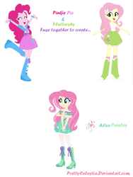 Size: 930x1234 | Tagged: safe, artist:prettycelestia, parent:fluttershy, parent:pinkie pie, species:eqg human, g4, my little pony:equestria girls, bows, butterfly, character:alise paisley, offspring, pinkie shy, vines
