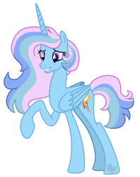 Size: 1024x1295 | Tagged: safe, artist:blues-edits, base used, character:princess celestia, character:rainbow dash, species:alicorn, species:pony, g4, fusion, simple background, transparent background, watermark