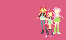Size: 1324x814 | Tagged: safe, artist:goupix-flocon, artist:prettycelestia, character:fluttershy, character:sunset shimmer, oc, oc:firefly farah, species:eqg human, g4, my little pony:equestria girls, bracelet, clothing, fusion, high heels, jewelry, shoes