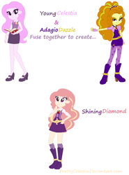 Size: 848x1144 | Tagged: safe, artist:prettycelestia, character:adagio dazzle, character:princess celestia, species:eqg human, g4, my little pony:equestria girls, fusion, siren gem, spiked clothing