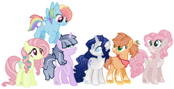Size: 1024x523 | Tagged: safe, artist:bookieverse-nextgen, character:applejack, character:fluttershy, character:pinkie pie, character:rainbow dash, character:rarity, character:twilight sparkle, character:twilight sparkle (alicorn), species:alicorn, species:earth pony, species:pegasus, species:pony, species:unicorn, g4, alternate design, headcanon, mane six, mane six redesign, redesign, simple background, transparent background