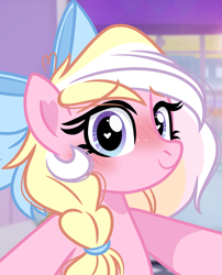 Size: 1821x2250 | Tagged: safe, artist:emberslament, oc, oc only, oc:bay breeze, species:pegasus, species:pony, g4, blushing, bow, braid, colored eyebrows, cute, eyebrows, eyebrows visible through hair, female, hair bow, heart, heart eyes, looking at you, mare, ocbetes, pegasus oc, selfie, solo, three quarter view, wingding eyes