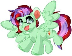 Size: 1013x789 | Tagged: safe, artist:missbramblemele, oc, oc only, oc:ember heartshine, species:pegasus, :p, blep, frog (hoof), hooves, looking at you, simple background, solo, tongue out, underhoof, white background, wings extended, ych result