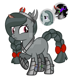 Size: 1024x1117 | Tagged: safe, artist:blues-edits, base used, character:marble pie, oc, parent:king sombra, parent:marble pie, species:pony, species:unicorn, g4, armor, crack ship offspring, deviantart watermark, female, king sombara, mare, obtrusive watermark, offspring, simple background, transparent background, watermark