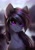 Size: 2012x2860 | Tagged: safe, artist:shenki, oc, oc only, species:bat pony, species:pony, beard, bust, ear fluff, explicit source, eyebrows, eyebrows visible through hair, facial hair, fangs, looking at you, portrait, scar, sharp teeth, slit eyes, smiling, solo