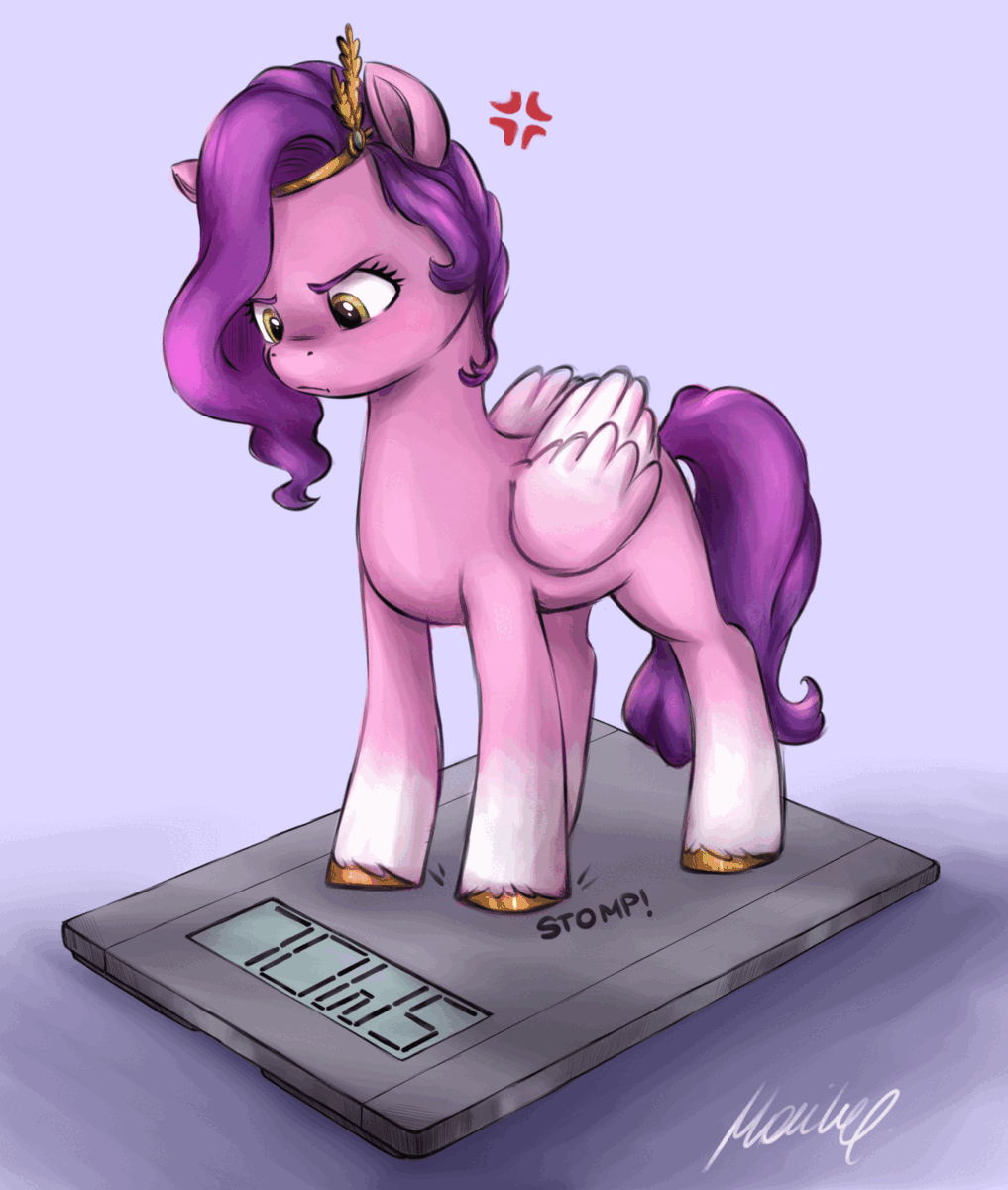Size: 1017x1200 | Tagged: safe, artist:buttersprinkle, character:pipp petals, species:pegasus, species:pony, g5, my little pony: a new generation, adorapipp, angry, animated, circlet, coat markings, colored eyebrows, colored hooves, cross-popping veins, cute, eyebrows, female, gif, headband, hooves, looking down, madorable, mare, pipp is small, pipp petals is not amused, pipp wings, scale, signature, simple background, smol, socks (coat marking), solo, solo female, stomping, unamused, unshorn fetlocks, vein