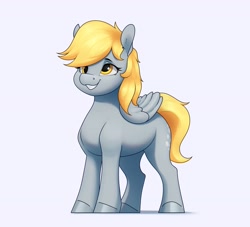 Size: 3242x2948 | Tagged: safe, artist:aquaticvibes, character:derpy hooves, species:pegasus, species:pony, g4, cute, cutie mark, derpabetes, eyebrows, eyelashes, female, folded wings, mare, simple background, smiling, solo, wings