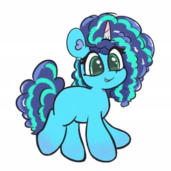 Size: 2048x2048 | Tagged: safe, artist:limitmj, character:misty brightdawn, species:pony, species:unicorn, g5, curly hair, cute, eyelashes, female, fizzle hair, mare, mistybetes, simple background, smiling, solo, white background