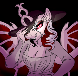 Size: 1054x1024 | Tagged: safe, artist:amazing-artsong, oc, oc only, oc:sacrificial dawn, species:anthro, species:pony, crossover, female, lady dimitrescu, original species, solo, tongue out, vampire, vampony