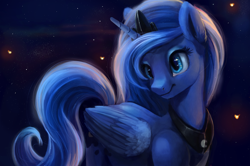 Size: 1280x849 | Tagged: safe, artist:camyllea, character:princess luna, species:alicorn, species:pony, g4, cute, female, mare, night, solo