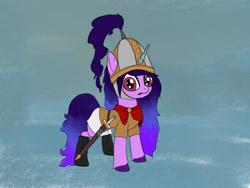 Size: 1000x750 | Tagged: safe, artist:slamjam, character:izzy moonbow, species:pony, species:unicorn, g5, armor, colored hooves, germanic goth, goth, goth izzy, gradient hair, hooves, multicolored hair, pun, unshorn fetlocks
