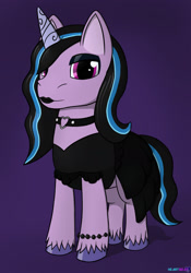Size: 1280x1831 | Tagged: safe, artist:passionpanther, character:izzy moonbow, species:pony, species:unicorn, g5, my little pony: a new generation, clothing, dress, goth, goth izzy, gothic, gradient hair, multicolored hair, solo
