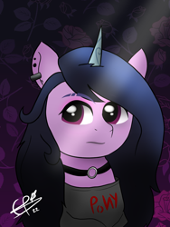 Size: 2400x3200 | Tagged: safe, artist:cobaltskies002, derpibooru original, character:izzy moonbow, species:pony, species:unicorn, g5, choker, cute, ear piercing, earring, flower, goth, goth izzy, gothic, gradient mane, izzybetes, jewelry, multicolored hair, multicolored mane, necklace, piercing, two toned hair, two toned mane
