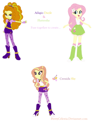 Size: 866x1146 | Tagged: safe, artist:prettycelestia, character:adagio dazzle, character:fluttershy, species:eqg human, g4, my little pony:equestria girls, butterfly, fusion, offspring, orange hair