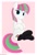 Size: 2712x3970 | Tagged: safe, artist:rainbowšpekgs, character:blossomforth, species:pegasus, species:pony, g4, adoraforth, belly button, clothing, cute, cutie mark, explicit source, eyelashes, female, folded wings, freckles, hooves, hooves to the chest, looking sideways at you, mare, pink background, simple background, smiling, solo, stockings, tail, thigh highs, wings