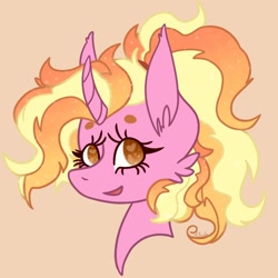 Size: 1200x1200 | Tagged: safe, artist:namiiarts, character:luster dawn, species:pony, species:unicorn, g4, bust, curved horn, female, heart eyes, horn, looking at you, mare, open mouth, portrait, simple background, solo, sparkly eyes, wingding eyes