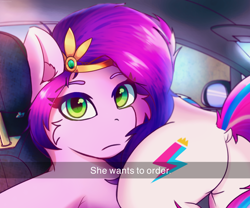 Size: 4096x3400 | Tagged: safe, artist:legionsunite, character:pipp petals, character:zipp storm, species:pegasus, species:pony, g5, butt, car, car interior, cheek fluff, circlet, colored eyebrows, dock, eye clipping through hair, eyebrows, female, he wants to order, headband, looking at you, mare, meme, pipp wings, plot, ponified, ponified meme, raised tail, royal sisters (g5), selfie, siblings, sisters, snapchat, tail, zippbutt