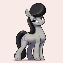 Size: 3004x3005 | Tagged: safe, artist:aquaticvibes, character:octavia melody, species:earth pony, species:pony, g4, beautiful, cute, cutie mark, eyelashes, female, lidded eyes, looking at you, mare, simple background, smiling, solo, tail, tavibetes