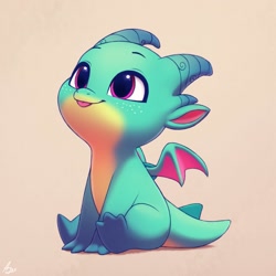 Size: 2000x2000 | Tagged: safe, artist:luminousdazzle, character:sparky sparkeroni, species:dragon, g5, baby, baby dragon, blep, cute, eyebrows, male, simple background, solo, sparkybetes, spread wings, tongue out, wings