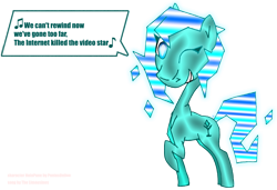 Size: 4321x2955 | Tagged: safe, artist:teakay-c-ii-r, oc, oc only, oc:holopone, species:pony, artificial intelligence, colored text, cutie mark, dialogue, hologram, looking at you, music notes, raised hoof, singing, smiling, solo, song lyrics, song reference, speech bubble, text, transparent background, winking at you