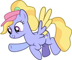 Size: 6962x5850 | Tagged: safe, artist:shootingstarsentry, character:fifi (g5), species:pegasus, species:pony, g5, clothing, colored wings, cute, cutie mark, eyelashes, female, fifibetes, flying, full body, g5 to g4, generation leap, hat, mare, multicolored wings, ponytail, show accurate, simple background, smiling, solo, spread wings, tail, transparent background, visor, wings