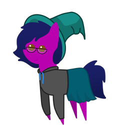 Size: 6000x6000 | Tagged: safe, artist:freestadiumtix, oc, oc only, oc:emilia, species:earth pony, species:pony, clothing, female, glasses, hat, hoodie, mare, pointy ponies, simple background, skirt, solo, transparent background