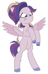 Size: 550x850 | Tagged: safe, artist:westrail642fan, oc, oc:shooting star (r&f), parent:oc:david wyne, parent:princess cadance, parents:canon x oc, species:pegasus, g4, g5, my little pony: tell your tale, female, g4 to g5, generation leap, offspring, pegasus oc, rearing, spread wings, style emulation, wings