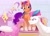 Size: 2328x1695 | Tagged: safe, artist:aztrial, character:pipp petals, character:sunny starscout, character:zipp storm, species:earth pony, species:pegasus, species:pony, g5, my little pony: make your mark, my little pony: make your mark chapter 2, spoiler:my little pony: make your mark chapter 2, spoiler:myms01e03, circlet, coat markings, colored eyebrows, colored hooves, eyebrows, faec, female, floppy ears, gritted teeth, hmm, hooves, looking at each other, looking at someone, mare, markings, pipp petals is best facemaker, pipp wings, portrait of a princess, question mark, royal sisters (g5), scene interpretation, siblings, sisters, sitting, socks (coat marking), sunny's buttons, teeth, trio, unshorn fetlocks
