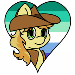 Size: 1752x1752 | Tagged: safe, artist:melodysketch, character:braeburn, species:earth pony, species:pony, g4, apple family member, clothing, cowboy hat, everypony's gay for braeburn, gay pride flag, hat, heart, male, pride, pride flag, solo, transparent background, vest